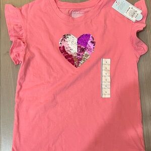 Cat & Jack Pink Sequin Heart Tee L(10-12) Girls New
